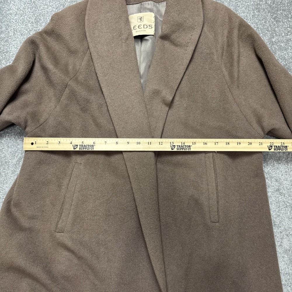 Vintage 100% Cashmere XL Open Front Shawl Collar Coat Brown Country Leeds - Picture 6 of 10